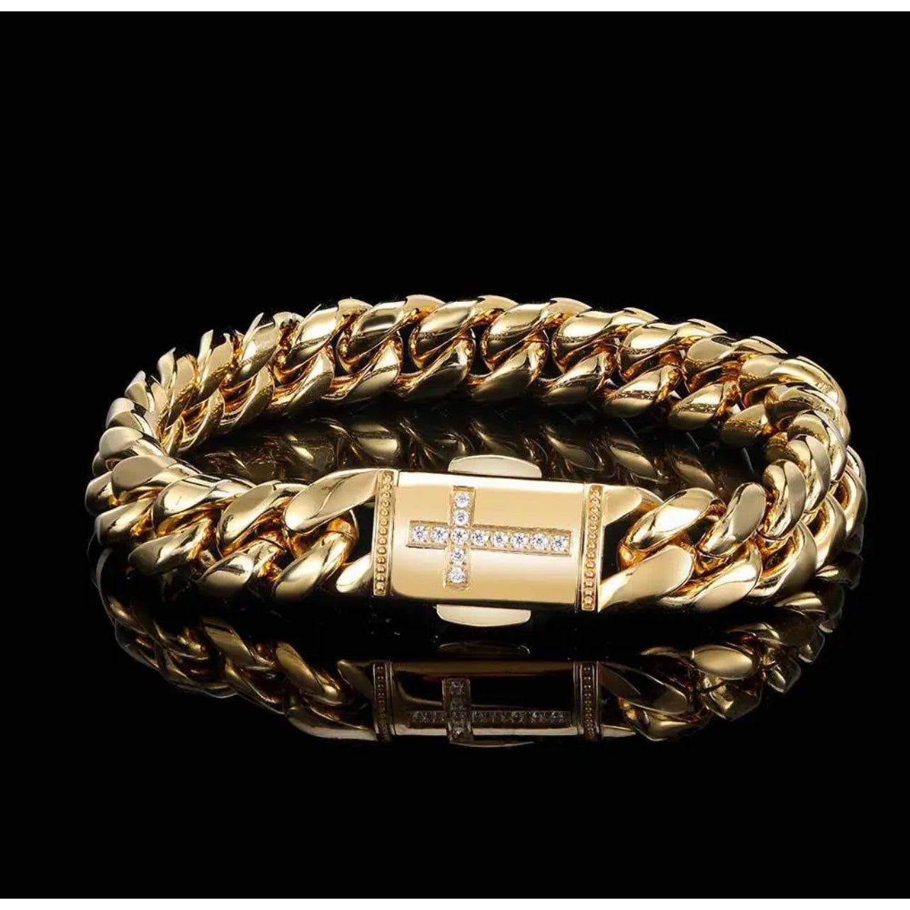 12mm Stainless Steel Miami Cuban Cross Bracelet